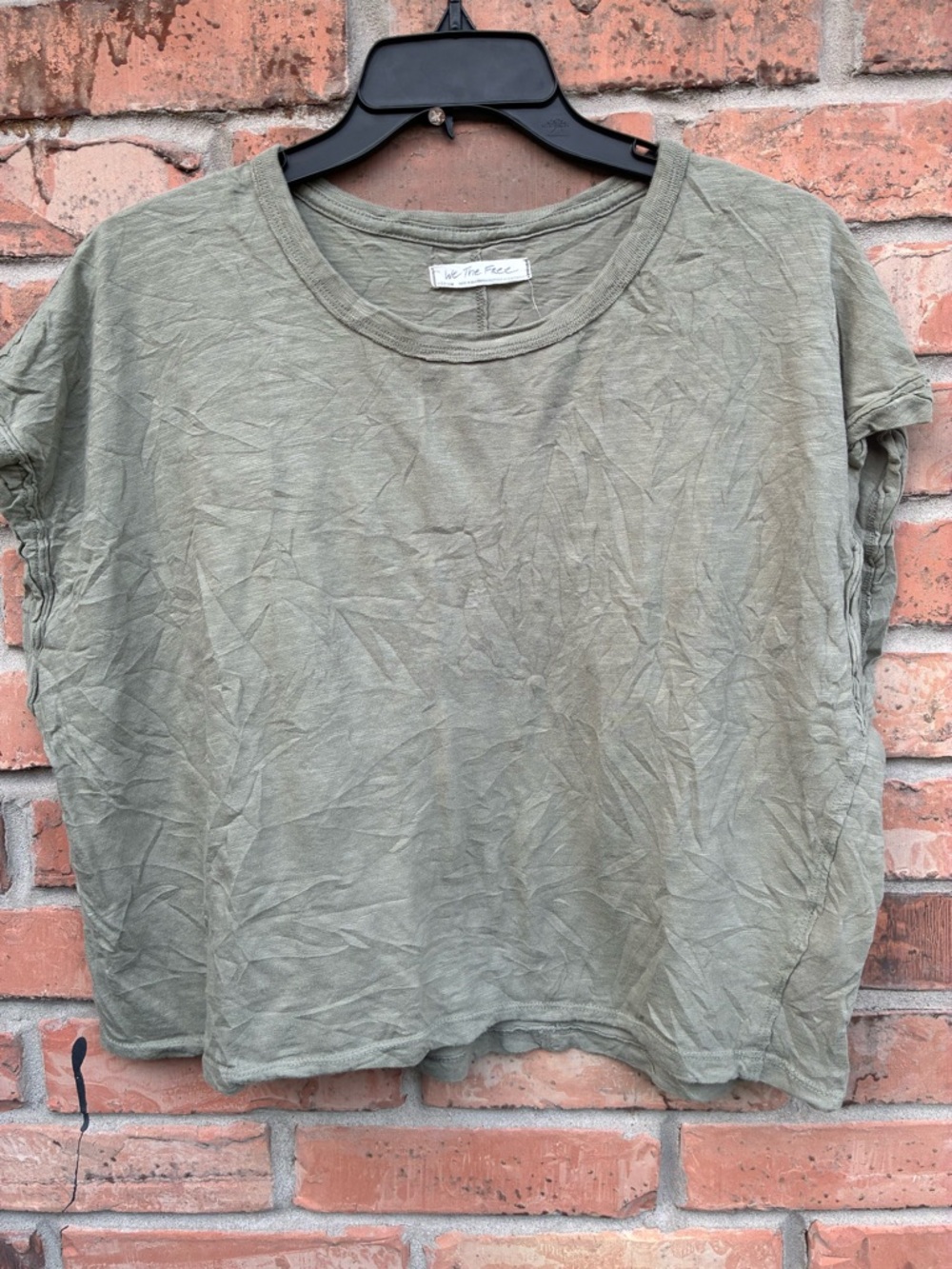 We The Free Washed Olive Short Sleeve Boxy Tee